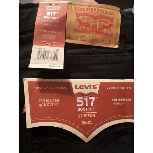Levi's Boys (Black) 517 BootCut Jeans Size 16‎ Regular 28x30 Zip Fly - Picture 5 of 10